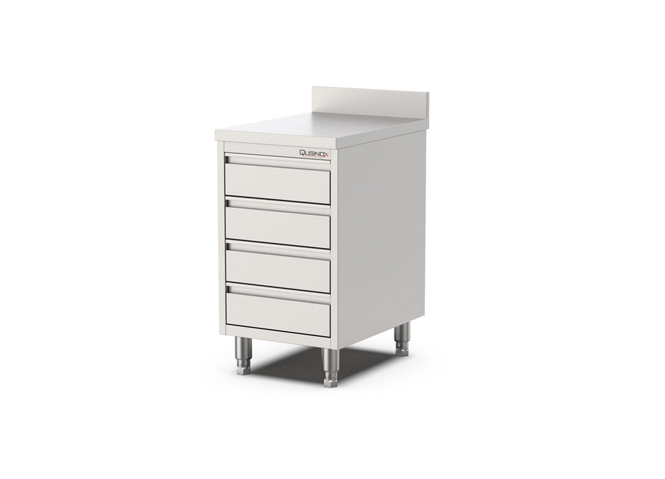 RVS Horeca Werkbank met 4 laden | Opstaande rand | 600x700x900mm