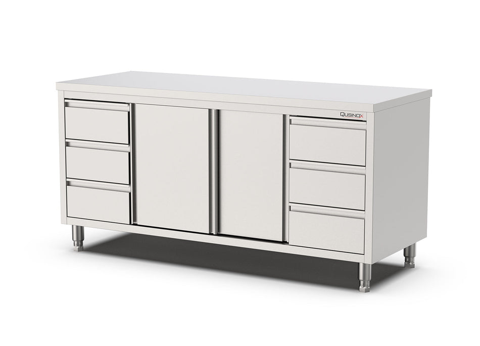 Werkbank met Schuifdeuren | 6 laden 3 links 3 rechts | 2400x700x900(h)