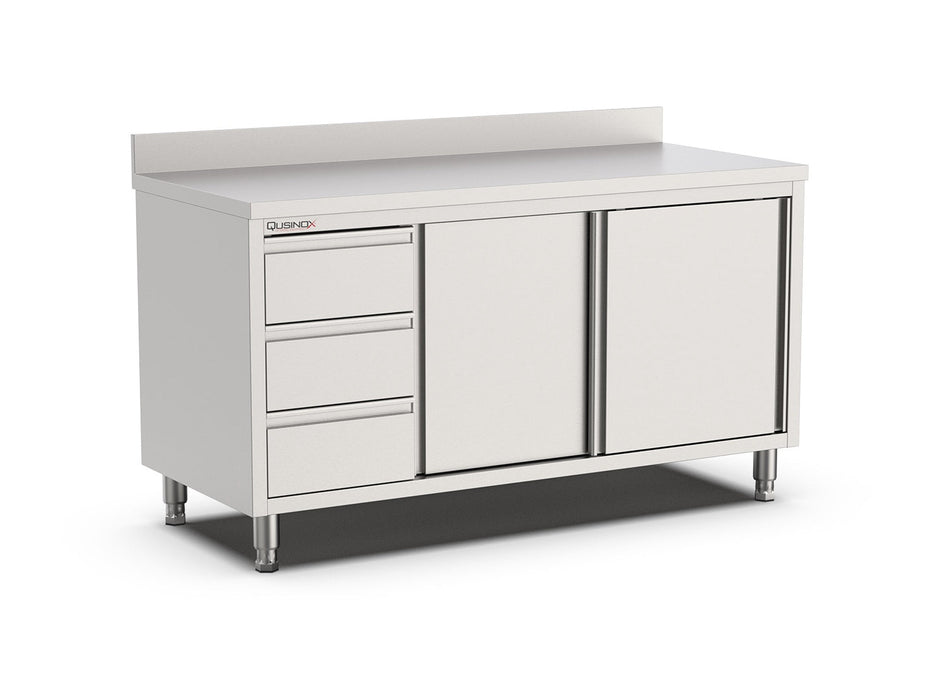 Werkbank met Schuifdeuren | 3 Laden Links | Opstaande Rand | 2000x700x900(h)