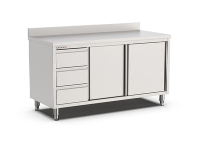 Werkbank met Schuifdeuren | 3 Laden Links | Opstaande Rand | 1800x700x900(h)