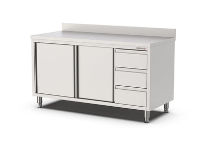 Werkbank met Schuifdeuren | 3 Laden Rechts | Opstaande Rand | 1600x700x900(h)