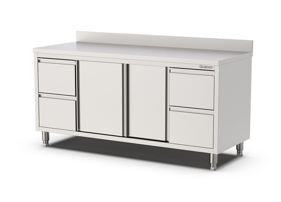 Werkbank met Schuifdeuren | 4 laden 2 links 2 rechts | Opstaande Rand | 2000x700x900(h)