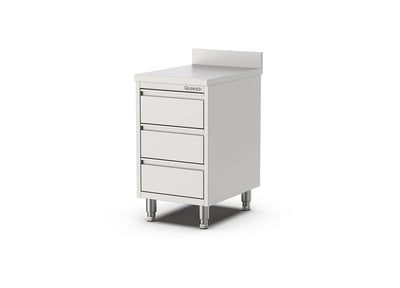 RVS Horeca Werkbank met 3 laden | Opstaande rand | 400x700x900mm