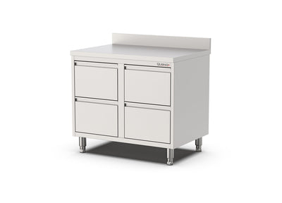 RVS Horeca Werkbank met 4 laden | Opstaande rand | 800x700x900mm