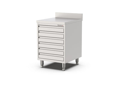 RVS Horeca Werkbank met 6 laden | Opstaande rand | 600x700x900mm
