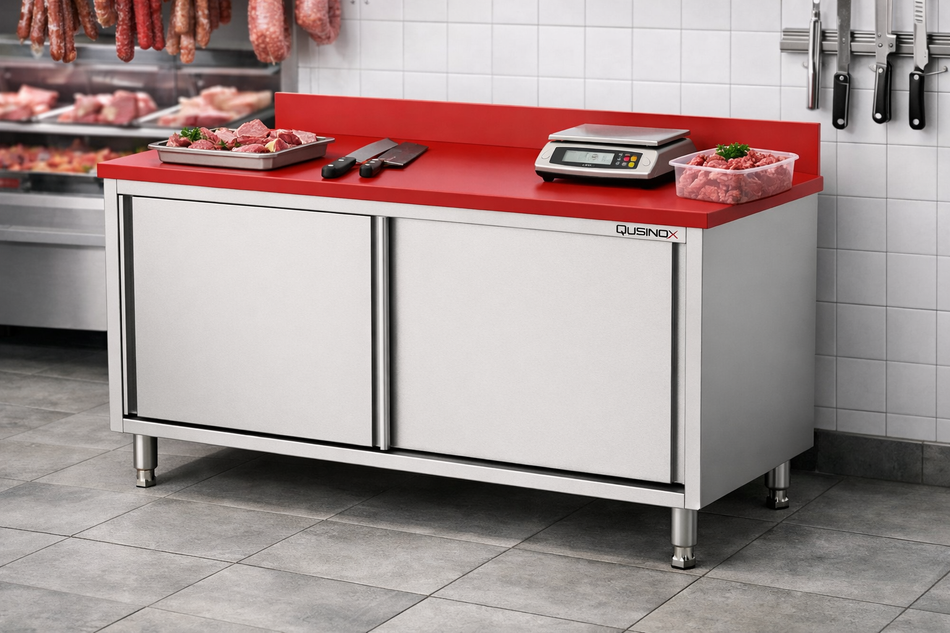 Qusinox | Polyethyleen werkbank met schuifdeuren | 1200x700x900(h)mm