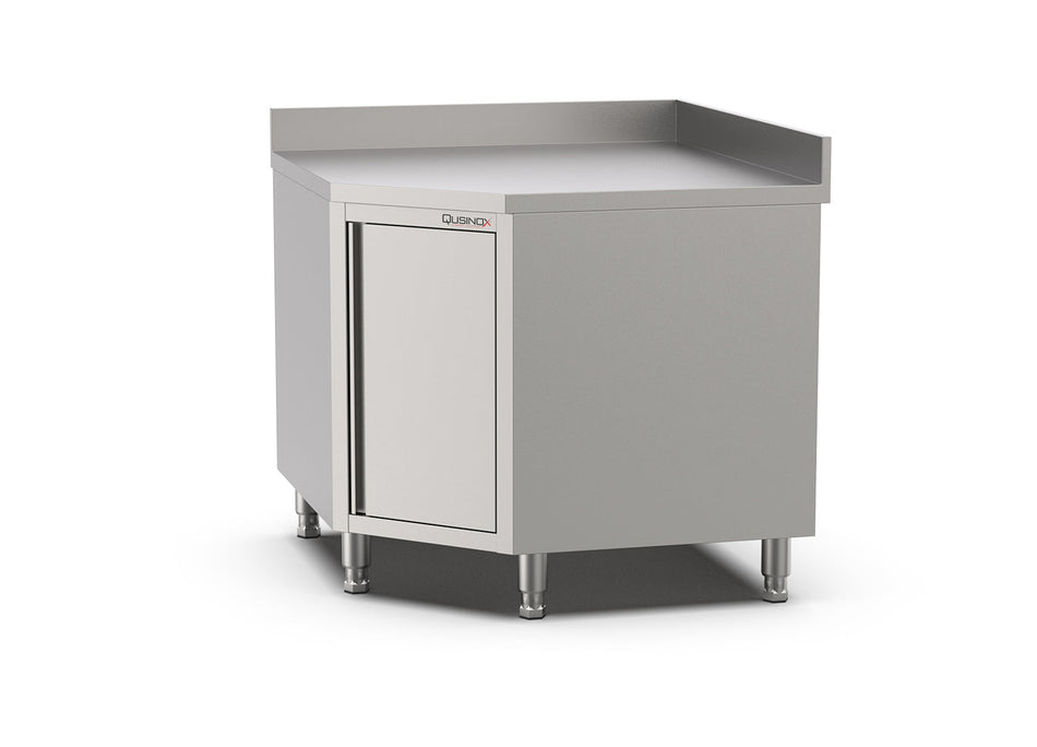 Qusinox | RVS Horeca Hoek Werkbank met Draaideur | Opstaande rand | 1000x700x900mm