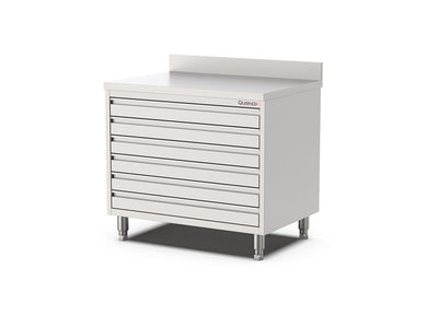 RVS Horeca Werkbank met 6 laden | Opstaande rand | 1000x700x900mm
