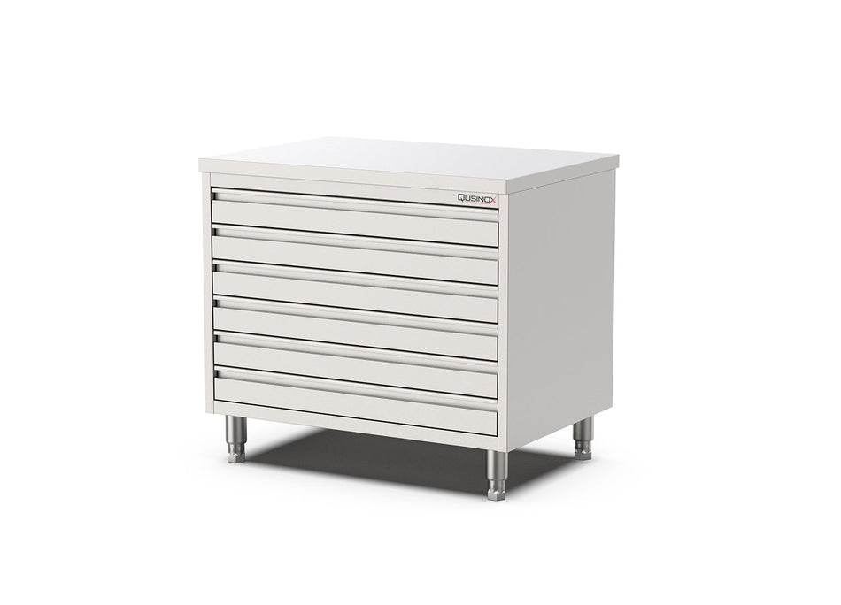 RVS Horeca Werkbank met 6 laden | 1000x700x900mm