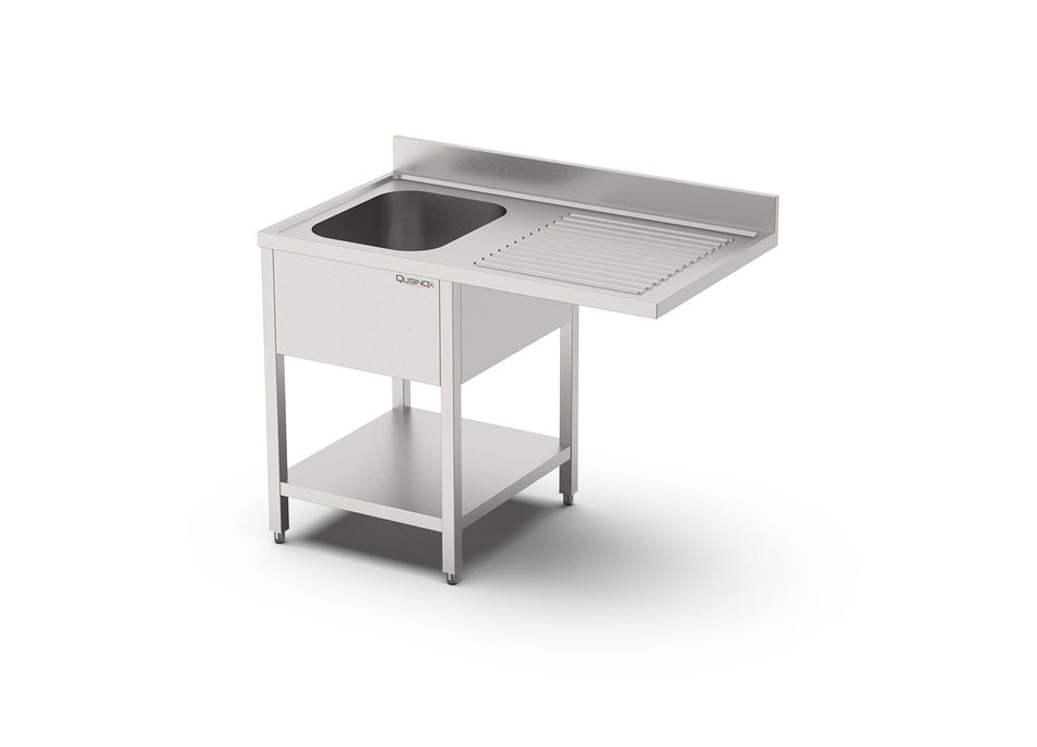 RVS Spoeltafel voor vaatwasser voorlader | Bodemschap | 1 bak Rechts 400x500x250 | 1200x700x900(h)mm