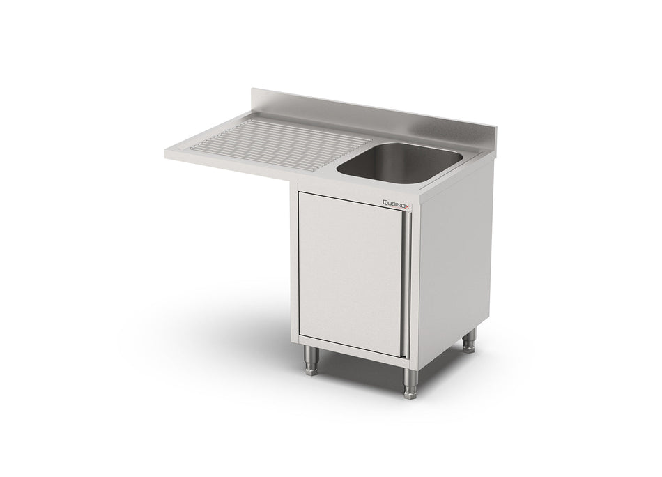 RVS Spoeltafel voor vaatwasser voorlader met Draaideur | 1 bak Links 400x500x250 | 1400x700x900(h)mm