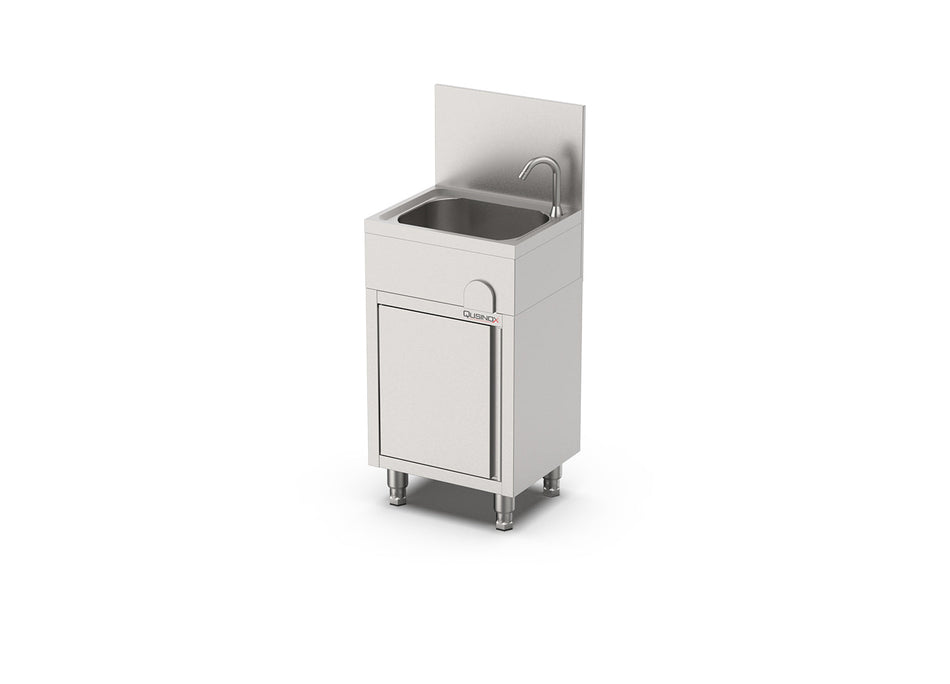 RVS Wasbak warm koud water met knie bediening met Draaideur | 500x400x900/1210(h)mm