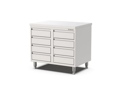 RVS Horeca Werkbank met 8 laden | 1000x700x900mm