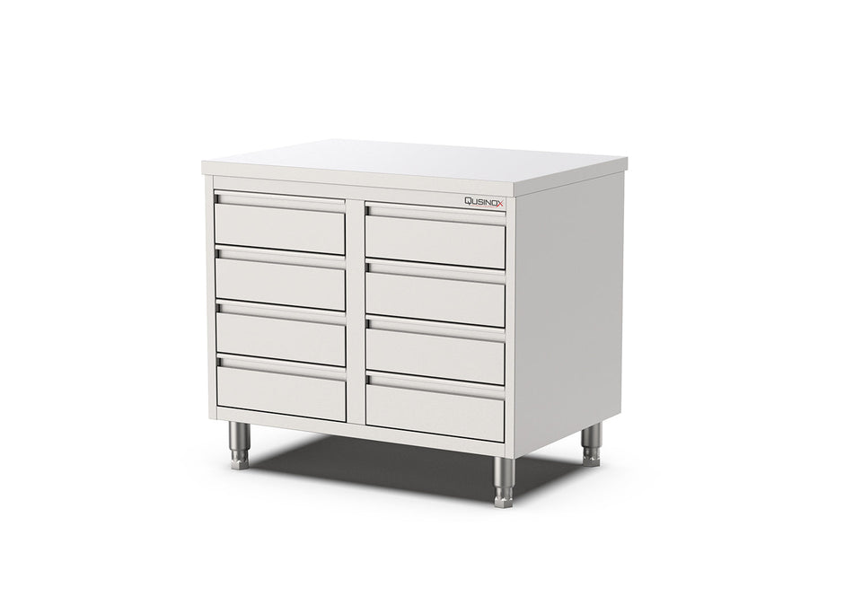 RVS Horeca Werkbank met 8 laden | 1000x700x900mm