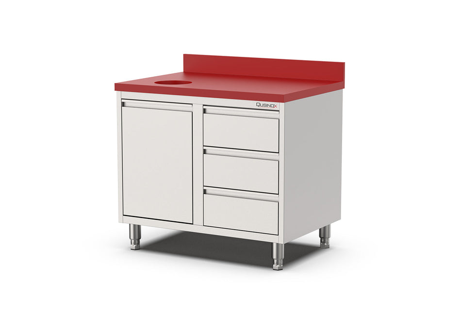 Polyethyleen werkbank met laden links en kanteldeur 1000x700x900(h)mm